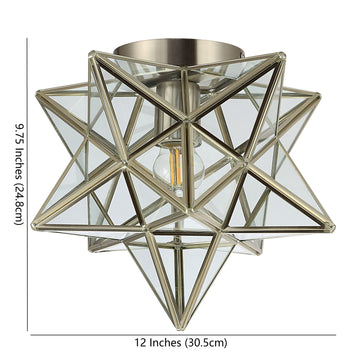 Stella 12" Moravian Star Metal/Clear Glass LED Flush Mount